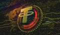 Tether stablecoin blockchain crypto currency symbol digital concept 3d illustration