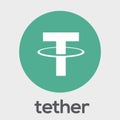 Tether USDT blockchain digital money cryptocurrency vector green logo Royalty Free Stock Photo