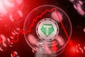 Tether USDT coin in a soap bubble