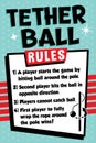 Tetherball Rules Sign, Recess Poster, School Playground and Park Signage, Tetherball Game Instructions Royalty Free Stock Photo