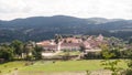 Tetin village with hills on the background in Cesky kras