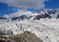 Tetnuldi mountain, rocky peaks with snow in Svanetia Caucasian mountains in Georgia Royalty Free Stock Photo