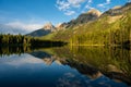 Teton Mountains Reflect in Calm Waters of String Lake Royalty Free Stock Photo