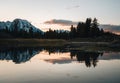 Teton Range reflected on beaver pond at Schwabacher Landing, Grand Teton National Park, Wyoming Royalty Free Stock Photo