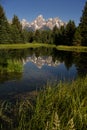 Teton Range Reflected Smooth Water Grand Teton's National Park Royalty Free Stock Photo