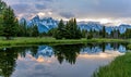 Teton Range and Snake River at Dusk