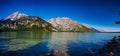 Teton`s peaks as seen from Jenny lake Royalty Free Stock Photo