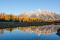Teton Sunrise Fall Reflections Royalty Free Stock Photo