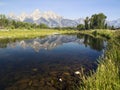 Tetons reflected in Snake River Royalty Free Stock Photo
