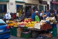 TETOUAN, MOROCCO - MAY 23, 2017: Selling fruits on the old market in Tetouan Medina quarter in Northern Morocco Royalty Free Stock Photo