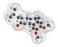 Tetrabenazine hyperkinetic disorder drug molecule. 3D rendering. Atoms are represented as spheres with conventional color coding: Royalty Free Stock Photo