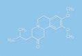 Tetrabenazine hyperkinetic disorder drug molecule. Skeletal formula. Royalty Free Stock Photo