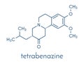 Tetrabenazine hyperkinetic disorder drug molecule. Skeletal formula. Royalty Free Stock Photo