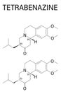 Tetrabenazine hyperkinetic disorder drug molecule. Skeletal formula. Royalty Free Stock Photo