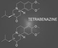 Tetrabenazine hyperkinetic disorder drug molecule. Skeletal formula. Royalty Free Stock Photo