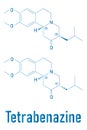 Tetrabenazine hyperkinetic disorder drug molecule. Skeletal formula. Royalty Free Stock Photo