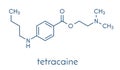Tetracaine local anesthetic drug molecule. Skeletal formula.