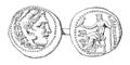 Tetradrachm, Alexander the Great and Zeus vintage illustration Royalty Free Stock Photo