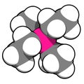 Tetraethyllead gasoline octane booster molecule. Neurotoxic organolead compound.