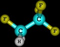Tetrafluoroethane molecule isolated on black Royalty Free Stock Photo