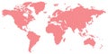 Tetragon world map vector red on white