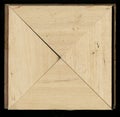 Tetrahedral square decorative rosette of wooden framing strips