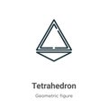 Tetrahedron outline vector icon. Thin line black tetrahedron icon, flat vector simple element illustration from editable geometry