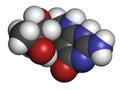 Tetrahydrobiopterin sapropterin phenylketonuria drug molecule. Cofactor to a number of aromatic amino acid hydroxylase enzymes.. Royalty Free Stock Photo