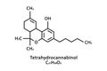 Tetrahydrocannabinol molecular structure. Tetrahydrocannabinol skeletal chemical formula. Chemical molecular formula Royalty Free Stock Photo