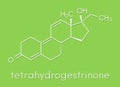 Tetrahydrogestrinone THG anabolic steroid molecule. Skeletal formula.