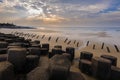 Tetrapod structure on the beach in Kinmen Royalty Free Stock Photo