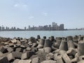 Tetrapods, coastal erosion prevention, Colaba Mumbai Royalty Free Stock Photo