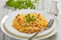 Tetrazzini - pasta, cream sauce, chicken, cheese