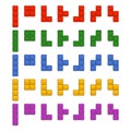 Tetris Bricks Pieces Total Set for Game. Vector