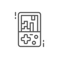 Tetris, electronic brick game line icon.