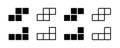 Tetris game vector isolated icons. Geometric shape. Seamless puzzle design. Black tetris vector icons