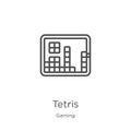 tetris icon vector from gaming collection. Thin line tetris outline icon vector illustration. Outline, thin line tetris icon for