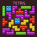 Tetris vector elements in flat design style