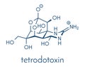 Tetrodotoxin TTX pufferfish neurotoxin molecule. Skeletal formula. Royalty Free Stock Photo