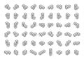 Tetromino blocks in isometry icons in thin line style Royalty Free Stock Photo