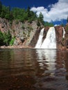 Tettegouche waterfall with water Royalty Free Stock Photo