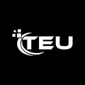 TEU letter logo design on black background. TEU creative initials letter logo concept. TEU letter design Royalty Free Stock Photo