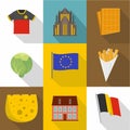 Teuton icons set, flat style Royalty Free Stock Photo