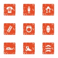 Teuton icons set, grunge style Royalty Free Stock Photo