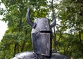 Teutonic knight, ancient viking helmet with horns