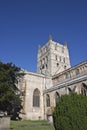 Tewkesbury abbey tower and grave yard Royalty Free Stock Photo