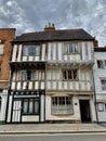 Tewkesbury, UK, July 2020. Pair of 15th Century Timber framed Houses on Church St.