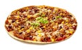 Tex-Mex tortilla pizza with kidney beans and corn