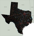 Detailed Texas road map with labeling. Royalty Free Stock Photo