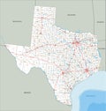 Detailed Texas road map with labeling. Royalty Free Stock Photo